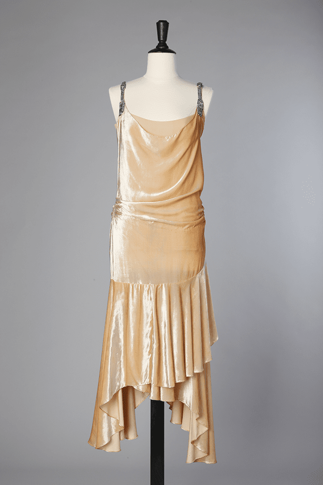 Robe 1925 en velours de soie rose griffée Molyneux