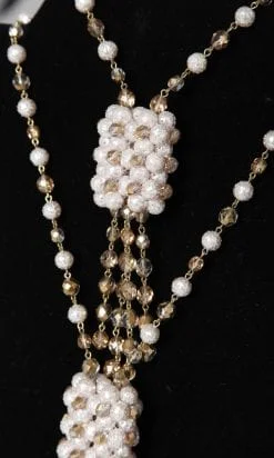 Alternative view of Collier double rang de perles blanc rosé et or
