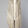 Châle en mousseline 1930 entièrement brodé de paillettes irisées transparentes et perles argentées