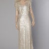 Ensemble robe longue et boléro 1930 entièrement brodé de paillettes irisées