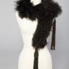Boa 1920-1930 en plumes d’autruche noires et pompon frangé