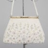 Sac 1950 - 1960 entièrement brodée de micro perles avec motifs de fleurs