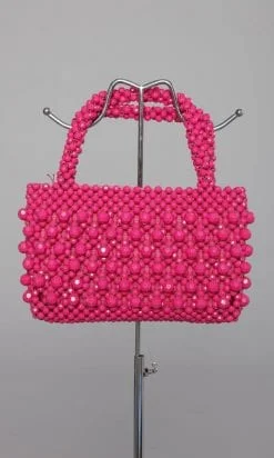 Sac 1970 en perles de plastique rose Barbie
