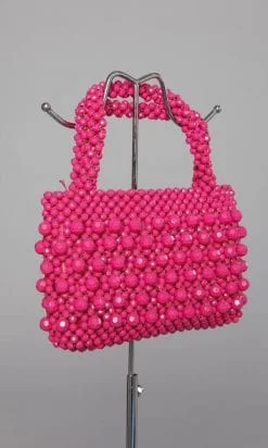 Alternative view of Sac 1970 en perles de plastique rose Barbie