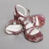 Paire de sandales 1970 en serpent rose et orange