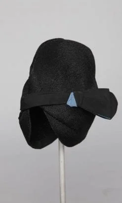 Alternative view of Chapeau cloche en paille et gros grain noir et bleu