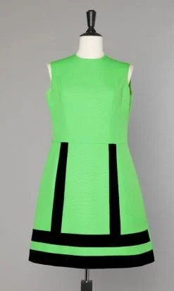 Robe 1960 verte et bandes noires