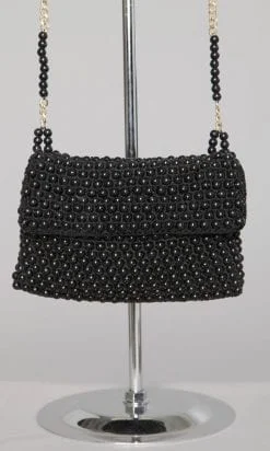 Alternative view of Sac 1970 en tricot noir perlé noir