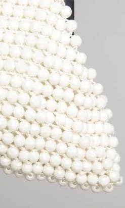 Alternative view of Sac 1970 au crochet perlé blanc