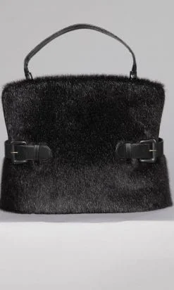 Sac 1950 en fourrure noire et pattes en cuir