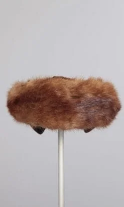 Chapeau 1950 en velours et fourrure marron