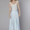 Longue chemise de nuit en satin et dentelle incrustée