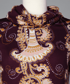 Robe Vintage Années 60 En Voile De Coton Orange à Fleurs - Sur Mesure Taille S - Occasion