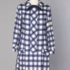 Robe manteau 1960 à carreaux bleu et blanc