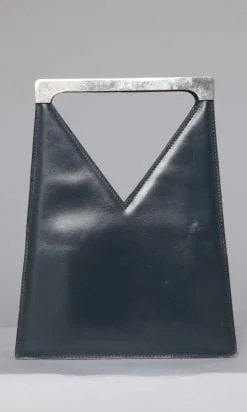 Sac Pierre Cardin en cuir avec poignée en métal chromé argent