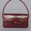 Sac 1950 en crocodile marron rouge