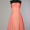 Robe 1950 de cocktail en mousseline et faille couleur corail