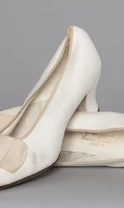 Paire de chaussures d'été en cuir et lin 1910 - 1920 Maison A. Boucicaut