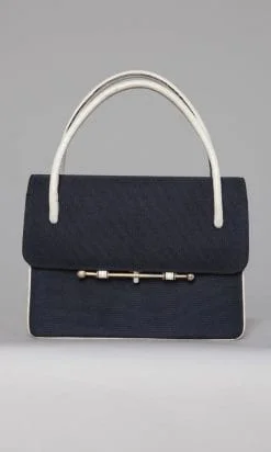 Sac marine et blanc 1960 griffé Loewe