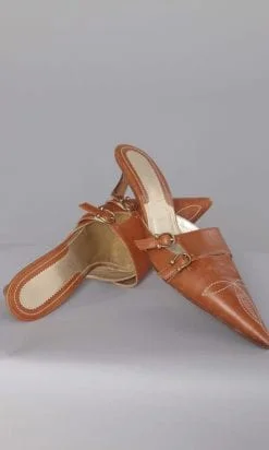 Paire de mules en cuir 1990 Testoni