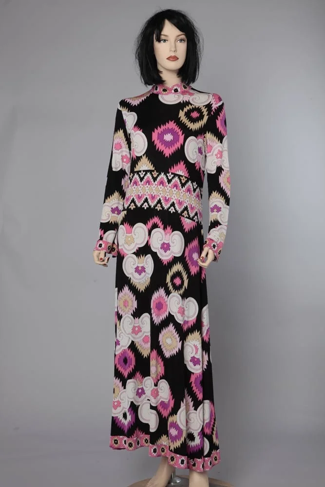 Robe longue en jersey griffée Léonard