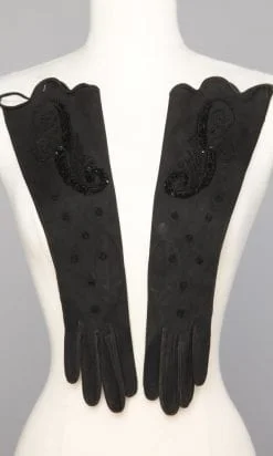 Paire de longs gants brodés