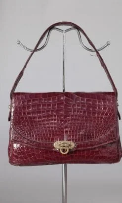 Sac en croco rouge bordeaux 1940 - 1950