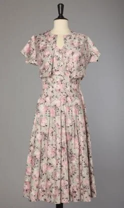 Robe 1950 en coton satiné rose et grise