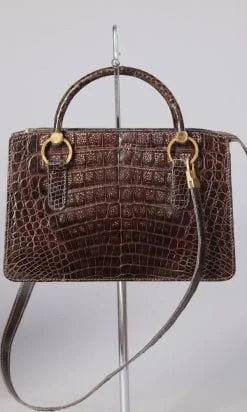 Sac 1960 - 1970 en alligator marron