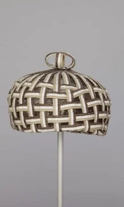 Casquette en paille tricolore 1960