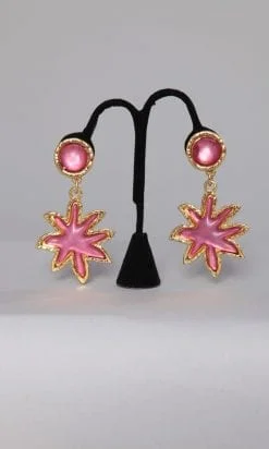 Paire de boucles d'oreille en métal doré et rose