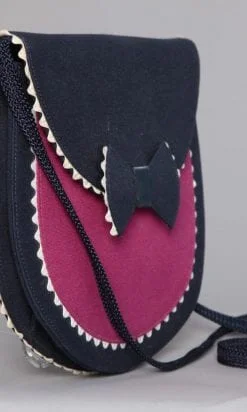 Alternative view of Sac en tissu marine et rose Yves Saint Laurent