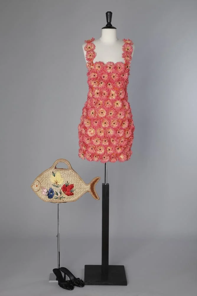 Mini robe en jersey entièrement brodée de fleurs