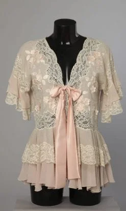 Camisole en soie, mousseline et dentelle