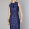 Robe en satin bleu jacquard de fils lurex noir 1960