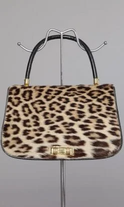 Sac en cuir et léopard 1950
