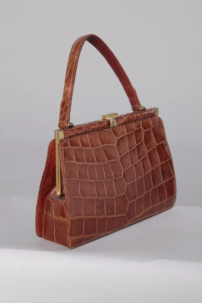 Sac en crocodile marron 1950 – Image 2