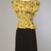 Robe 1940 en crêpe jaune et noir
