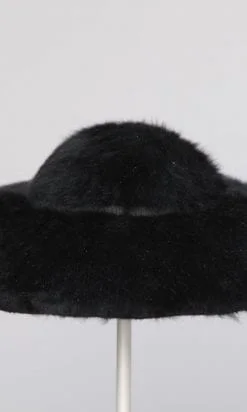 Grande capeline 1910 en velours peluche noir