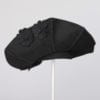 Chapeau 1940 en feutre noir griffé Schiaparelli avec fleur