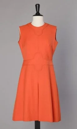 Robe 1960 en jersey de laine orange