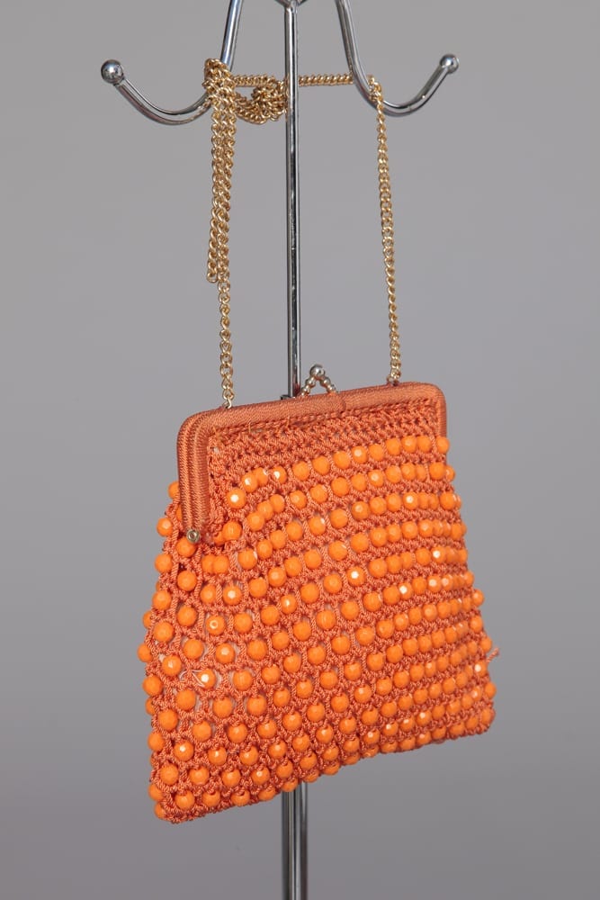 Sac 1970 au crochet perlé orange – Image 2