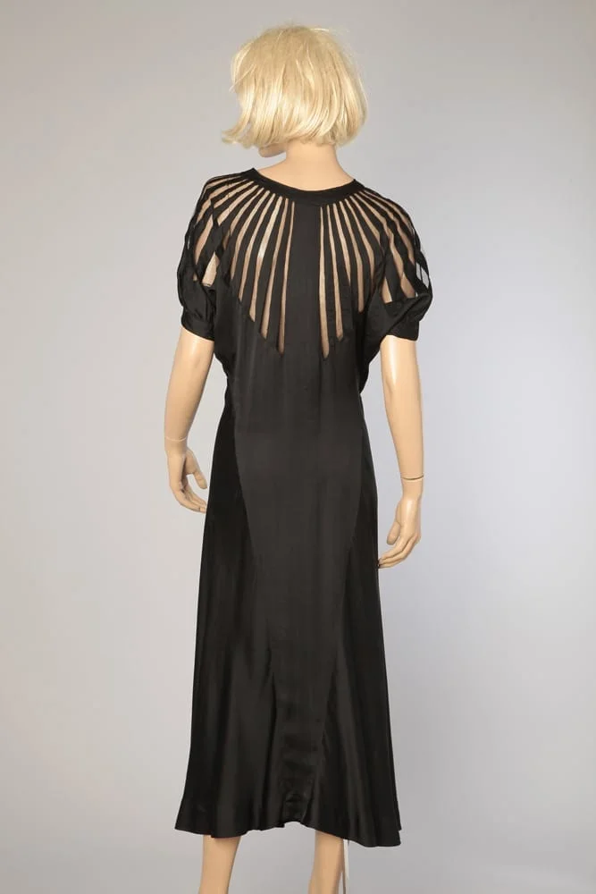 Robe en soie et tulle noir 1930 – Image 5