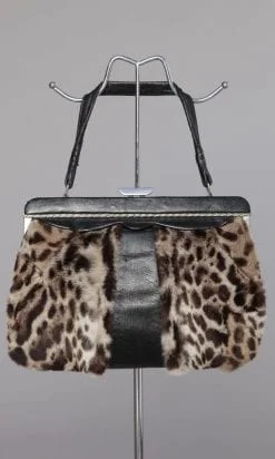 Sac 1950 en cuir et fourrure tachetée