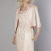 Tailleur 1960 robe et veste en satin rose lamé argent