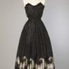 Robe bustier en faille de soie noire et dentelle