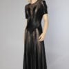 Robe longue 1930 en satin et dentelle noire