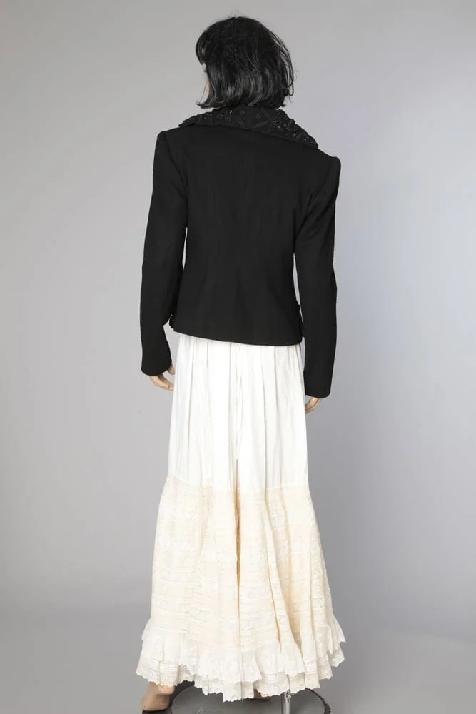 Veste en drap de laine noire brodé de pailletes et cordonnet – Image 6