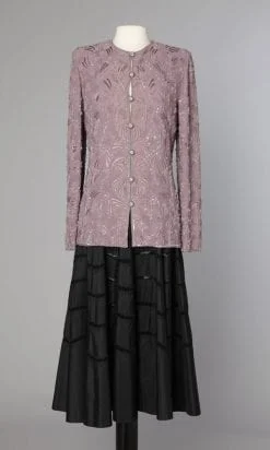 Veste 1980 en crêpe mauve brodée Emmanuel Ungaro