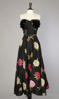 Robe bustier en faille imprimée 1950